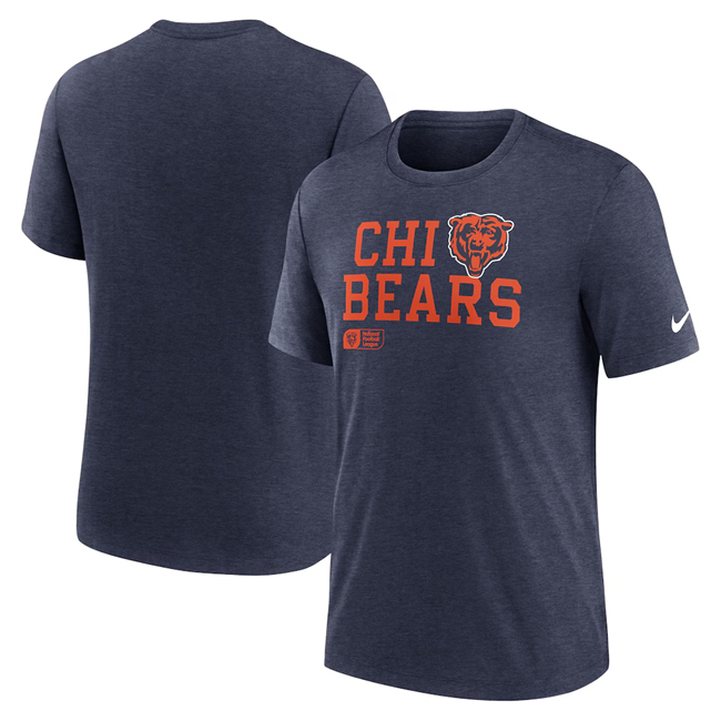 Men's Chicago Bears Navy Overlap Lockup Tri-Blend T-Shirt